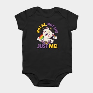 Gender Fluidity Not He Not She Just Me Non-Binary Pride Kitten Baby Bodysuit